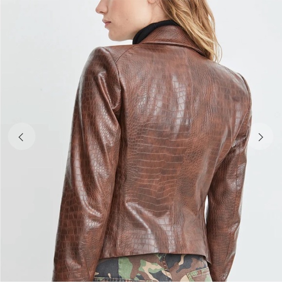 $698 Veronica Beard Cooke Vegan Croc Leather Dickey Jacket blazer Sz 4 Chicory - Picture 3 of 16